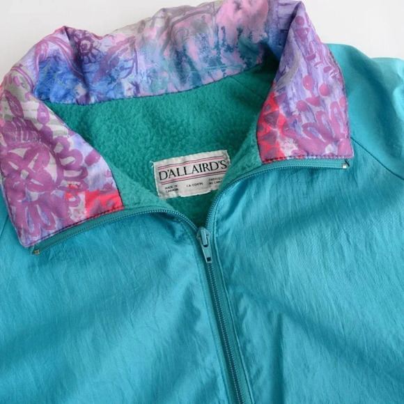 Vintage  D'Allairds Vintage Teal Zip Up Windbreaker - Picture 12 of 15